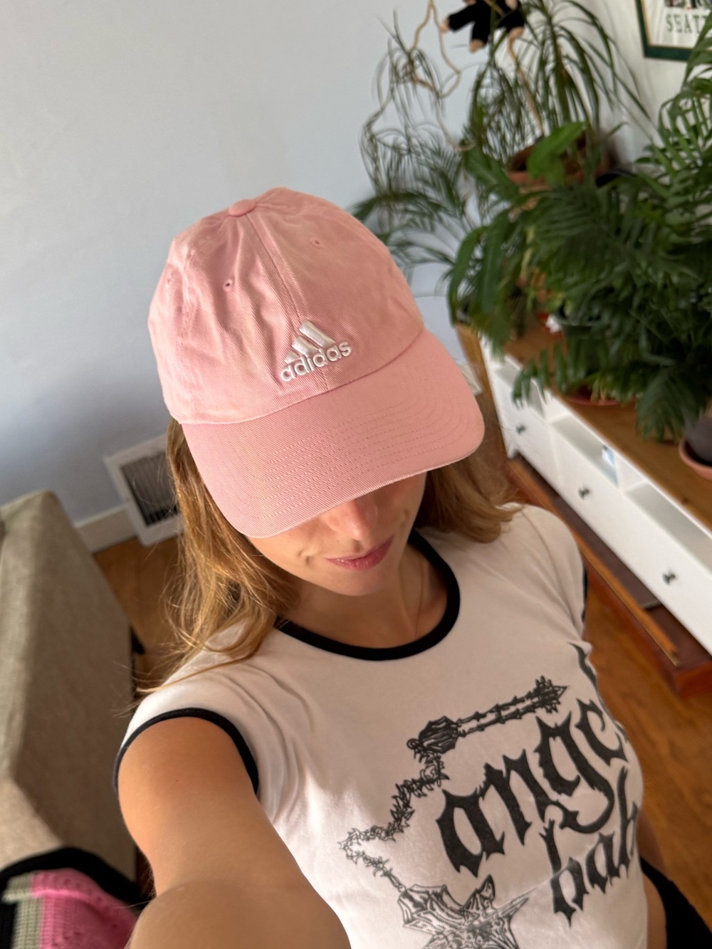 adidas Pink Kids Baseball Cap with White Logo